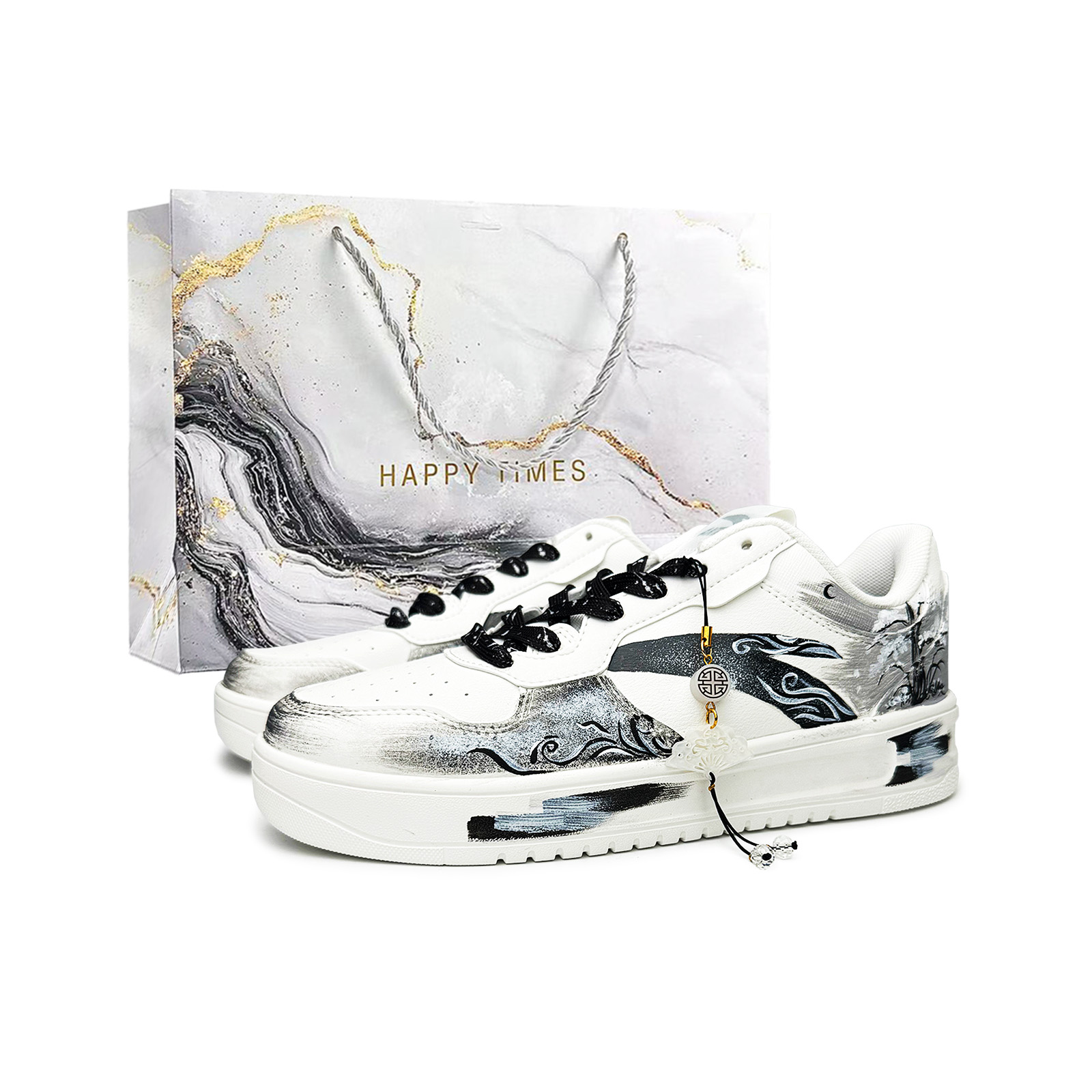 

Расслабленные нескользящие устойчивые к истиранию низкие кроссовки для скейтбординга unisex ANTA, черный белый серый(серыйSpecial Shopping Bag)