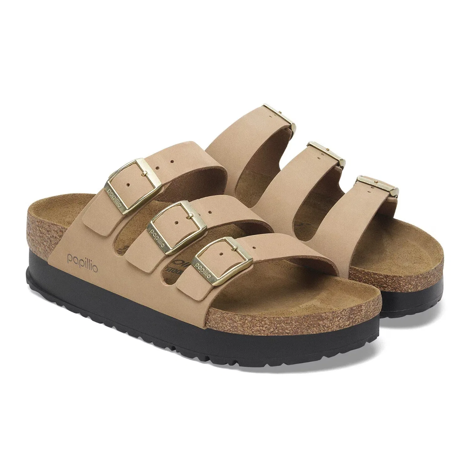 Мужские сандалии Birkenstock Florida 1029760, бежевая нубуковая кожа, платформа, HAWK1317 — фото 2