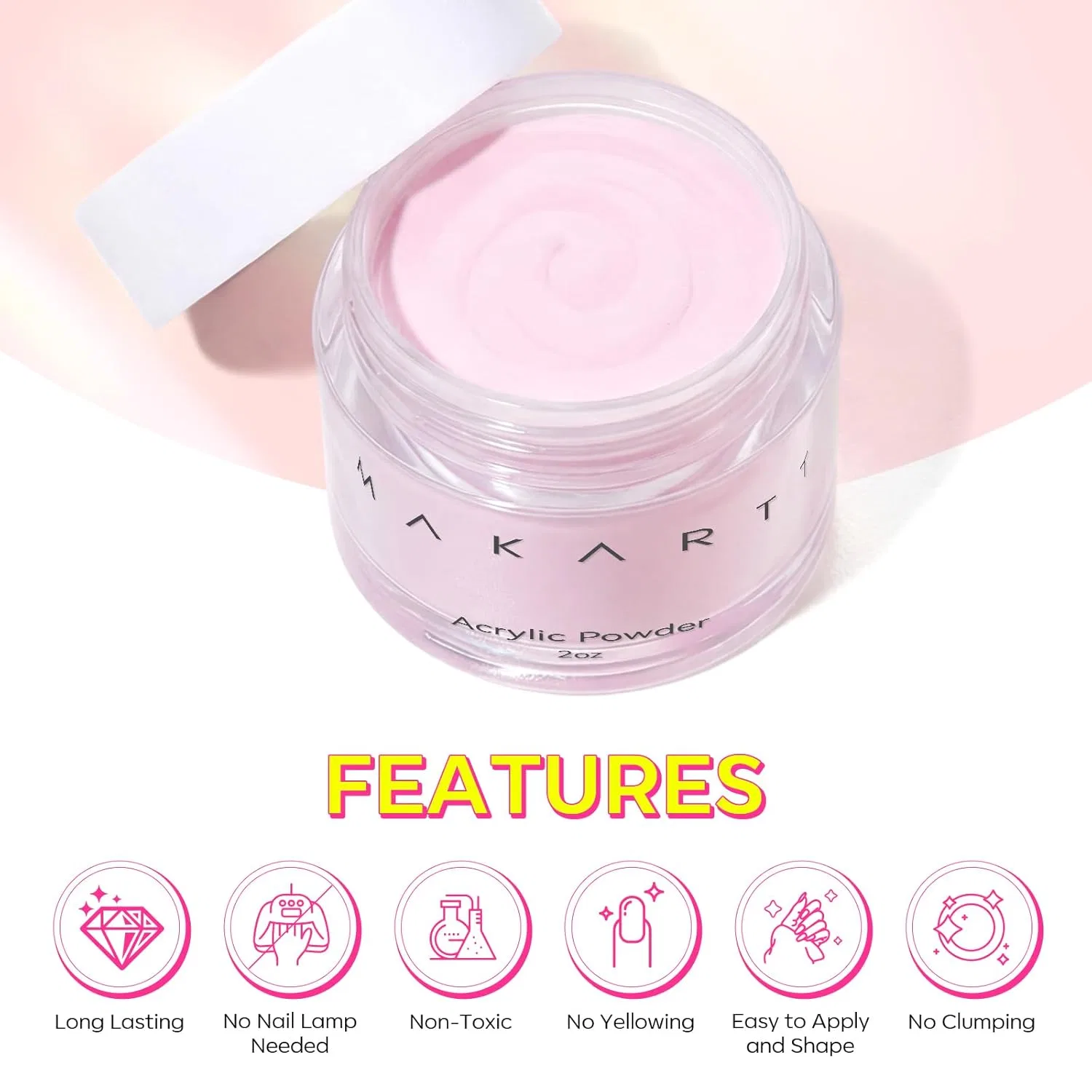 Акриловая пудра Makartt для наращивания ногтей, 56 г Makartt, Lightpink — фото 4