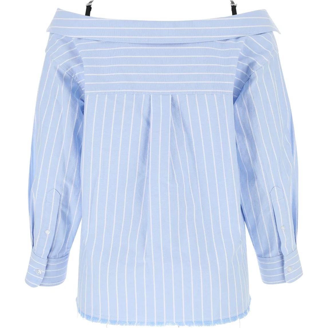 Alexander Wang Рубашка T By Off Shoulder Boyfriend Charm с бретелями-подвязками Oxford Blue/White — фото 4