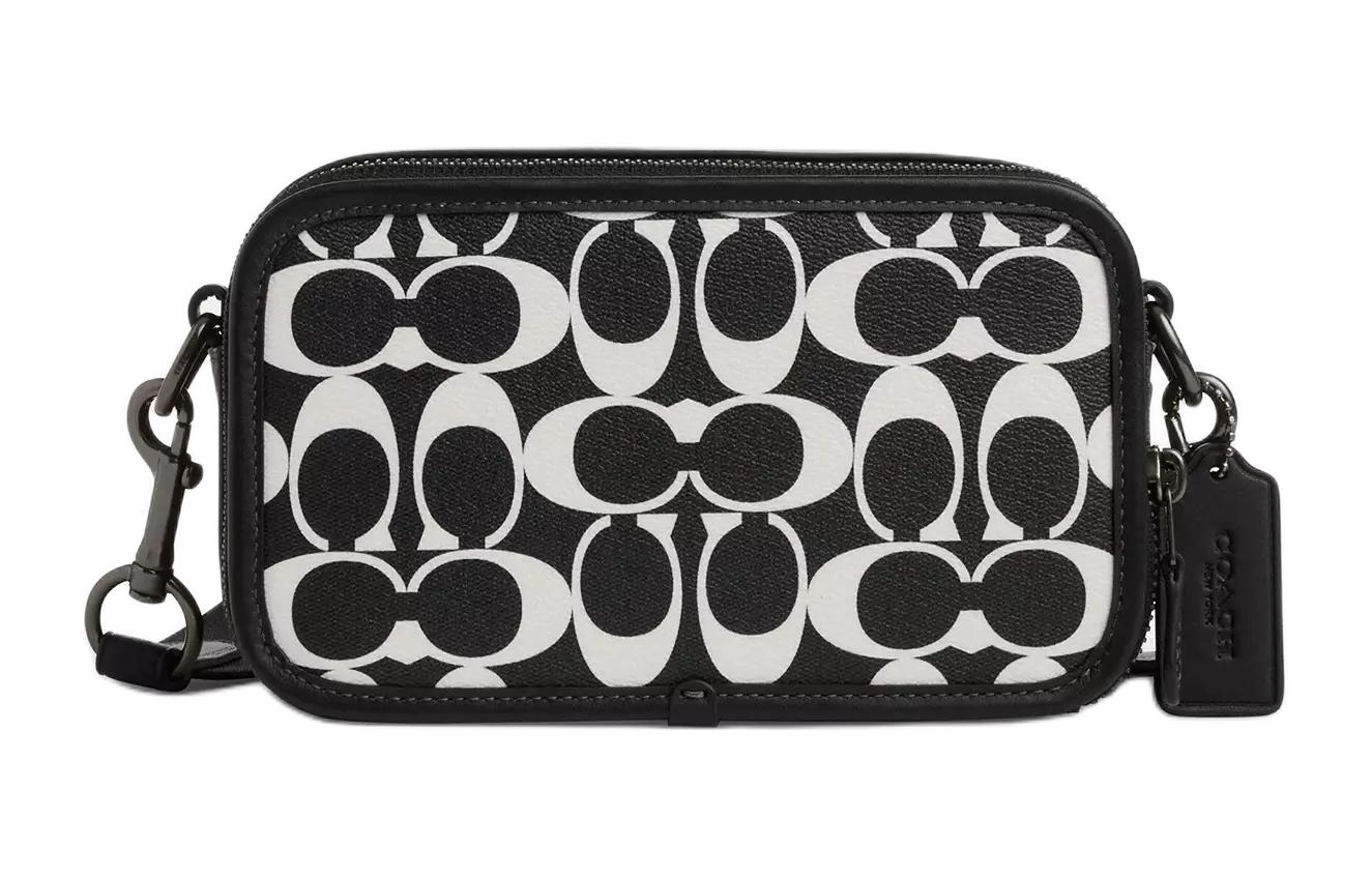 

COACH Кожаная фотосумка через плечо унисекс черно-белая