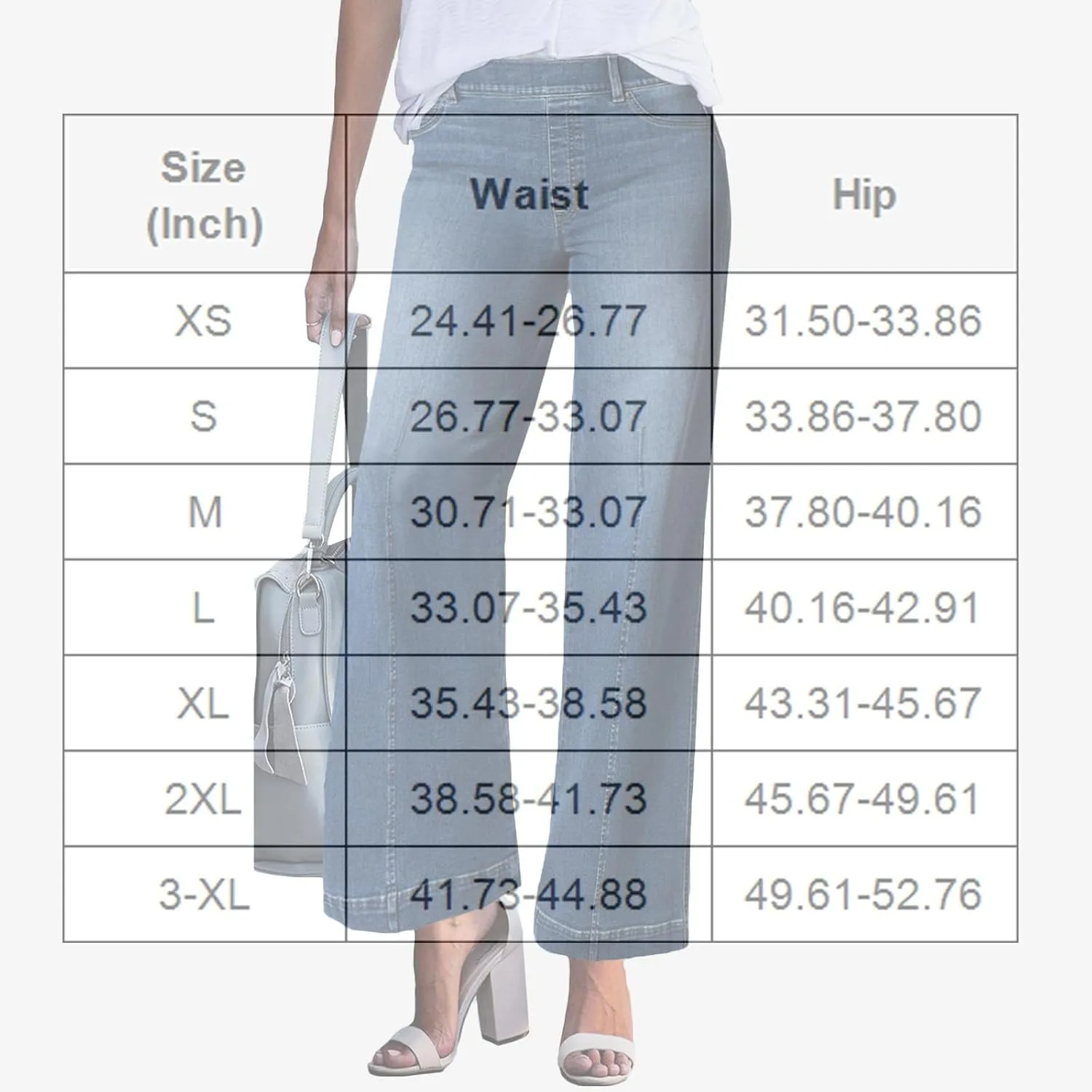 Джинсы с эластичной талией для женщин Casual Baggy Pull On Wide Leg — фото 4