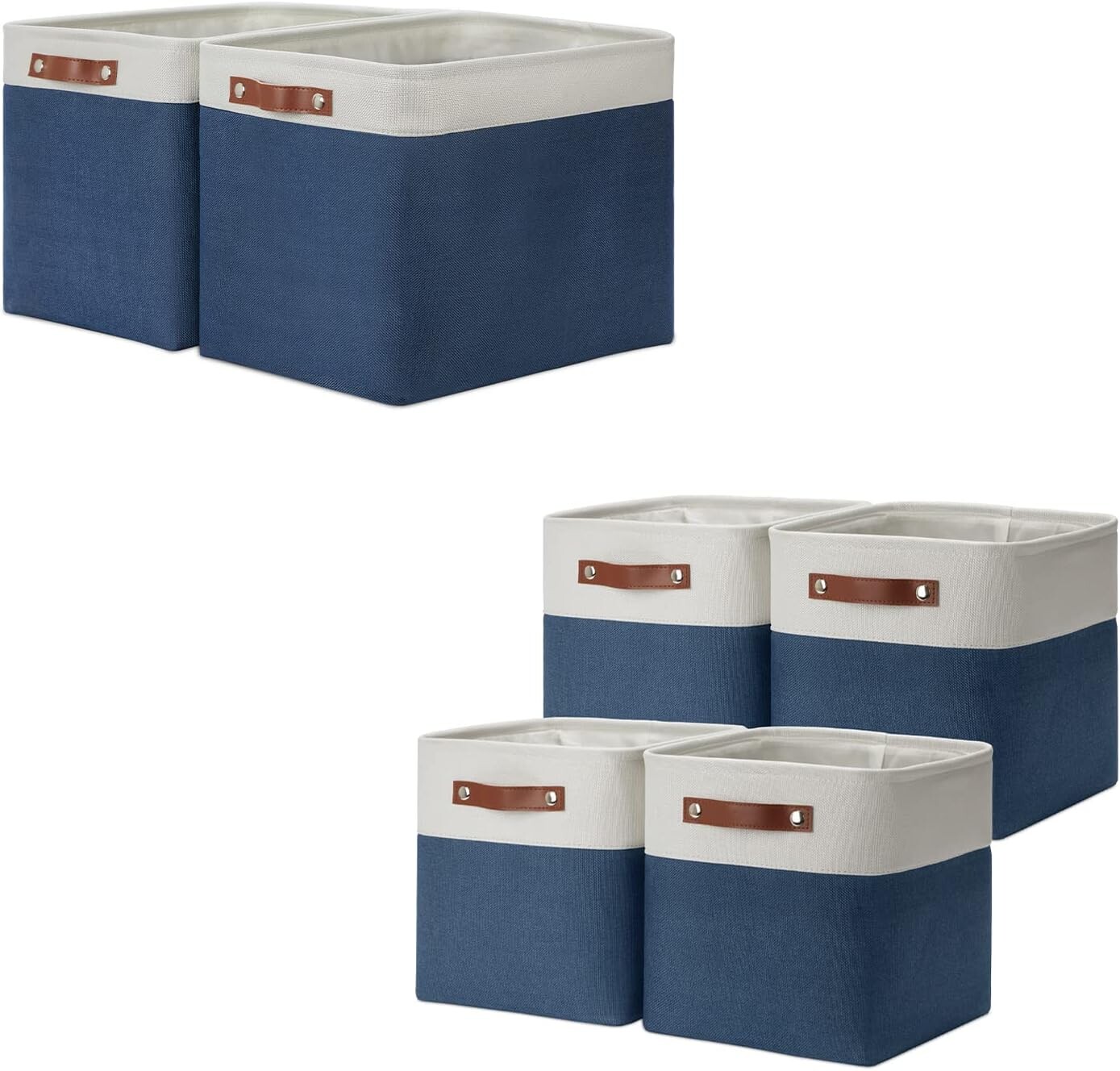 

Складные комплектные корзины DULLEMELO: 2 большие корзины 16 x 12 x 12 дюймов + 4 кубические корзины 11 x 11 x 11 дюймов (белый и синий), Blue