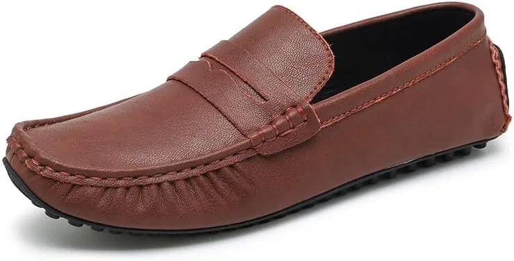 Лоферы кожаные, Penny Driving Loafers, Красный/Коричневый SayfuR — фото 2
