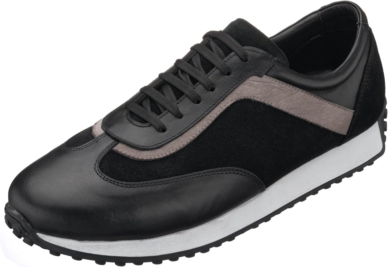 

Кроссовки для мужчин DALGALA большого размера черного и серого цвета из кожи ручной работы с легким дизайном и замшевыми деталями