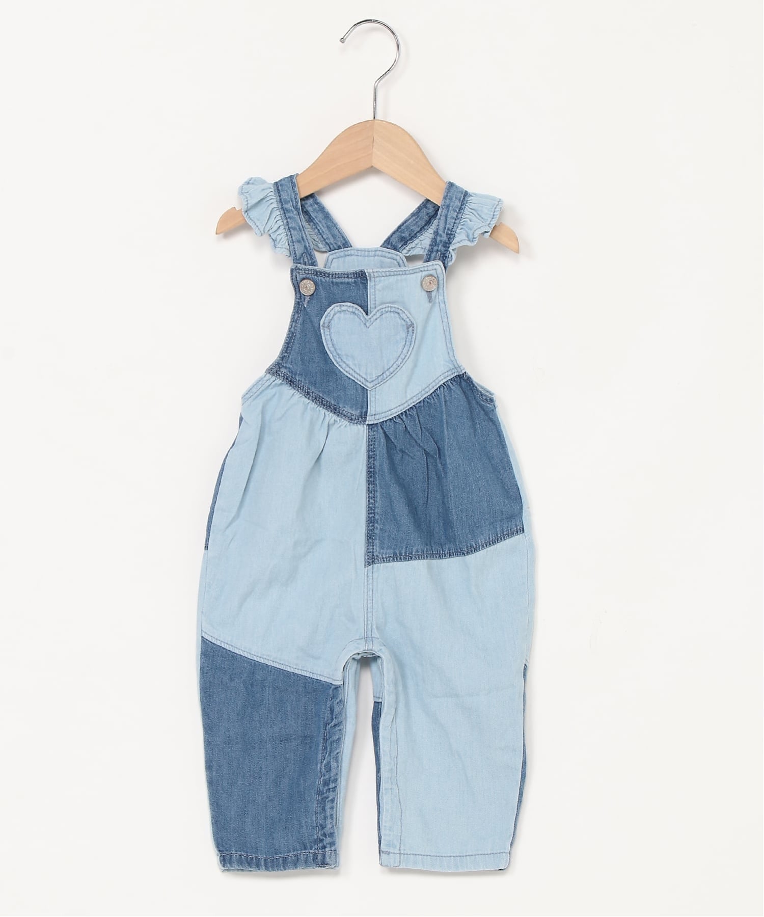 Двухцветный джинсовый комбинезон с сердечками Детский Gap, TRUE_INDIGO_COLORBLOCK — фото 3