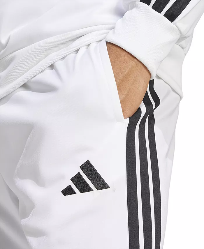 Мужские классические сужающиеся спортивные брюки в полоску adidas, белый — фото 3