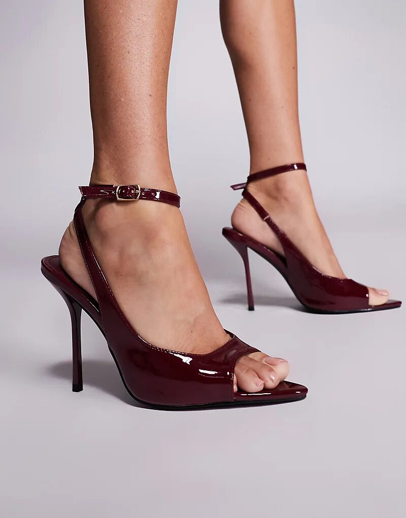 Босоножки Simmi London Theodosia Wide Fit на высоком каблуке с завязками бордового цвета