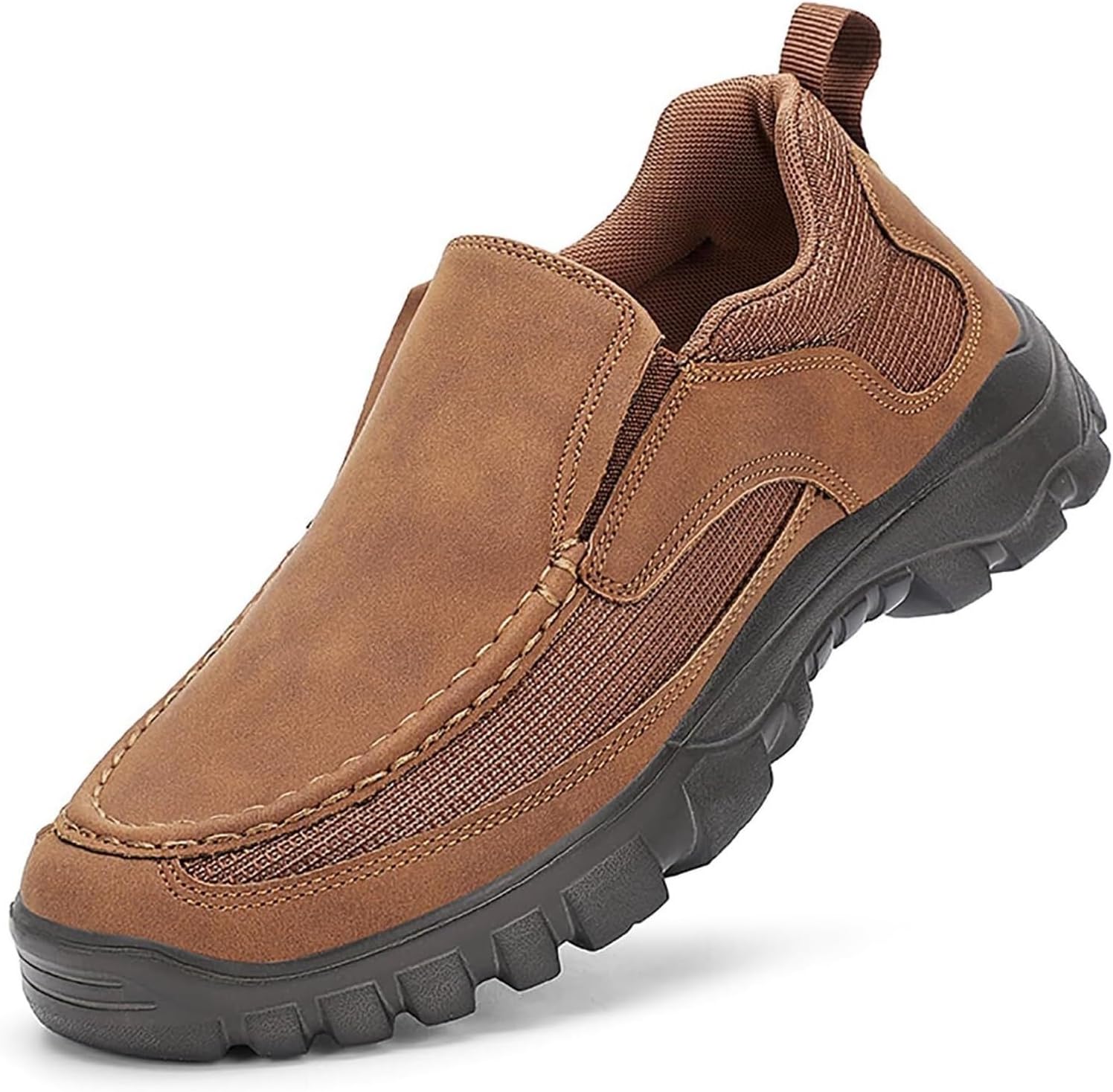 

Мужские замшевые слипоны, дышащие лоферы с наружной подошвой, удобные, с круглым носком, для работы, прогулок и повседневной носки Generic, коричневый