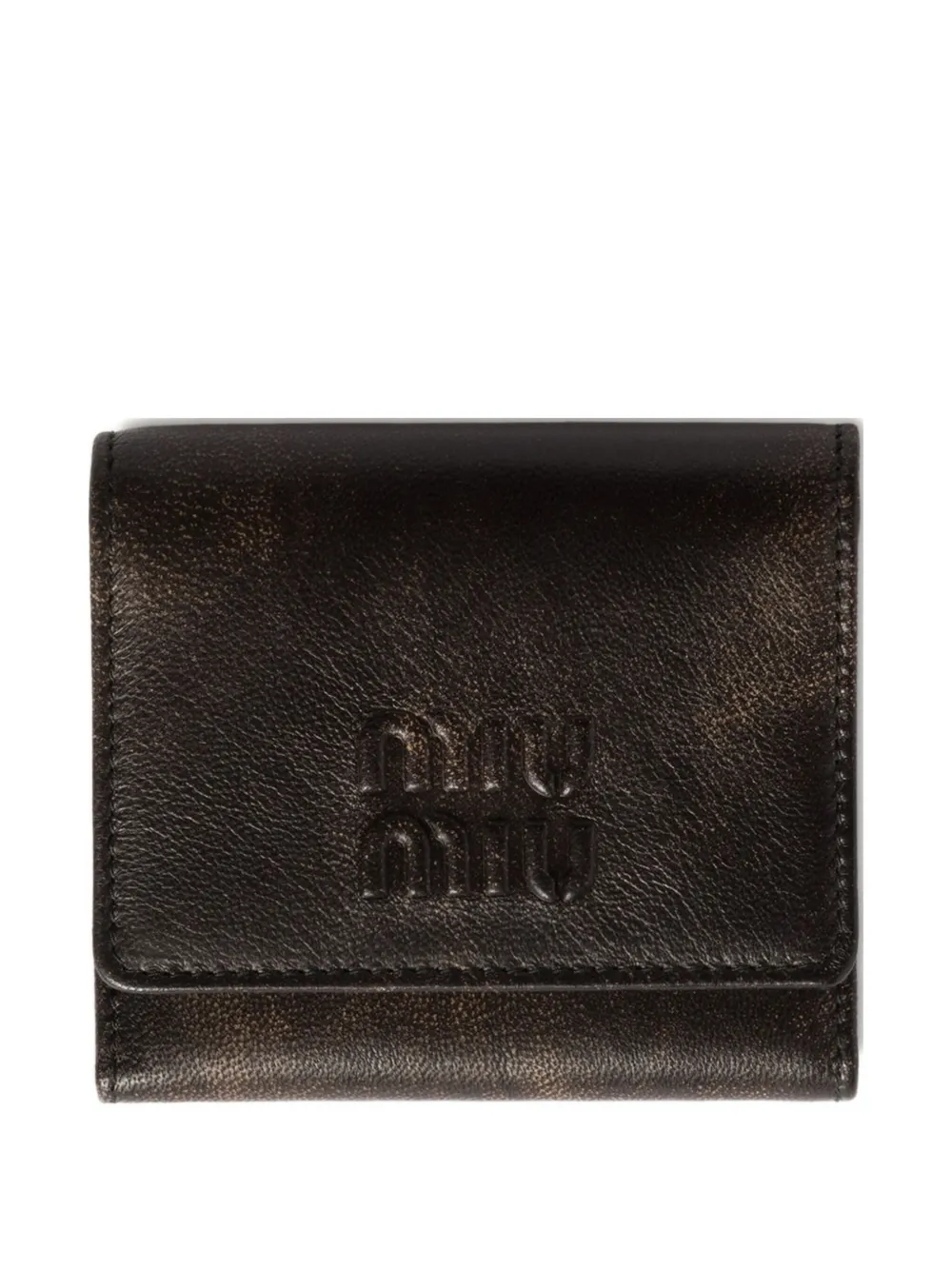 

Маленький кошелек с тисненым логотипом MIU MIU, коричневый