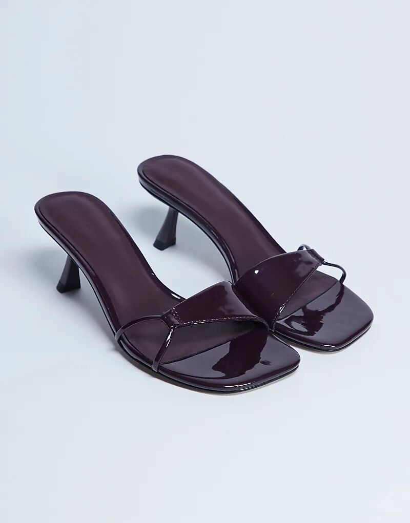 Лакированные мюли Topshop Ily на каблуке бордового цвета — фото 3