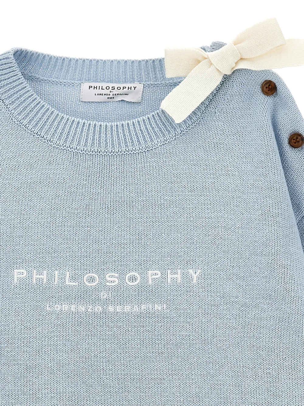 Свитер с бантом Philosophy Di Lorenzo Serafini Kids, синий — фото 3