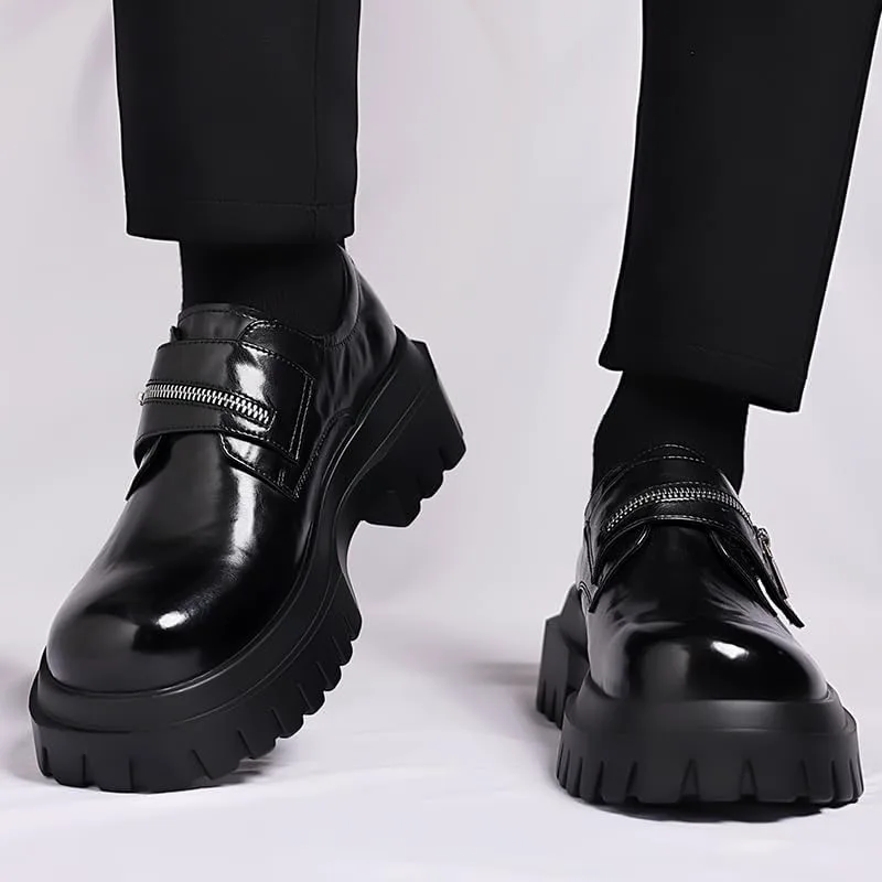 Туфли Men's Fashionable Lightweight Thick-Soled Casual Leather Shoes TGRNFHKPYY, черный — фото 2