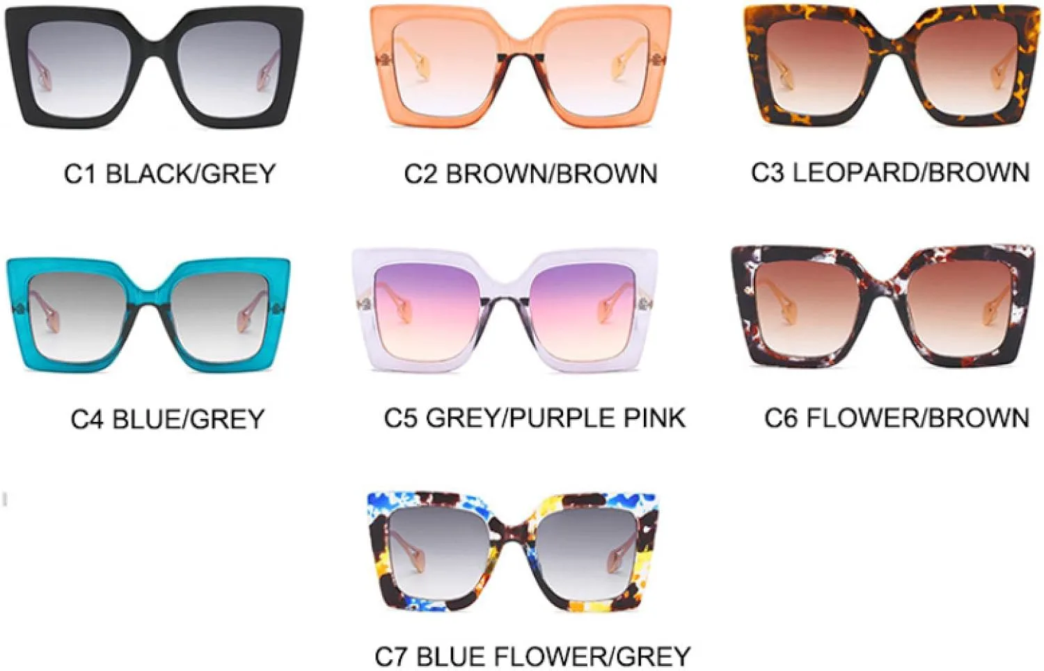 

Роскошные солнцезащитные очки для мужчин и женщин, модные, с хрустальной оправой, большие, винтажные, с защитой от УФ-излучения UV400 VVTWSSW, C7 Blue Flower -Grey