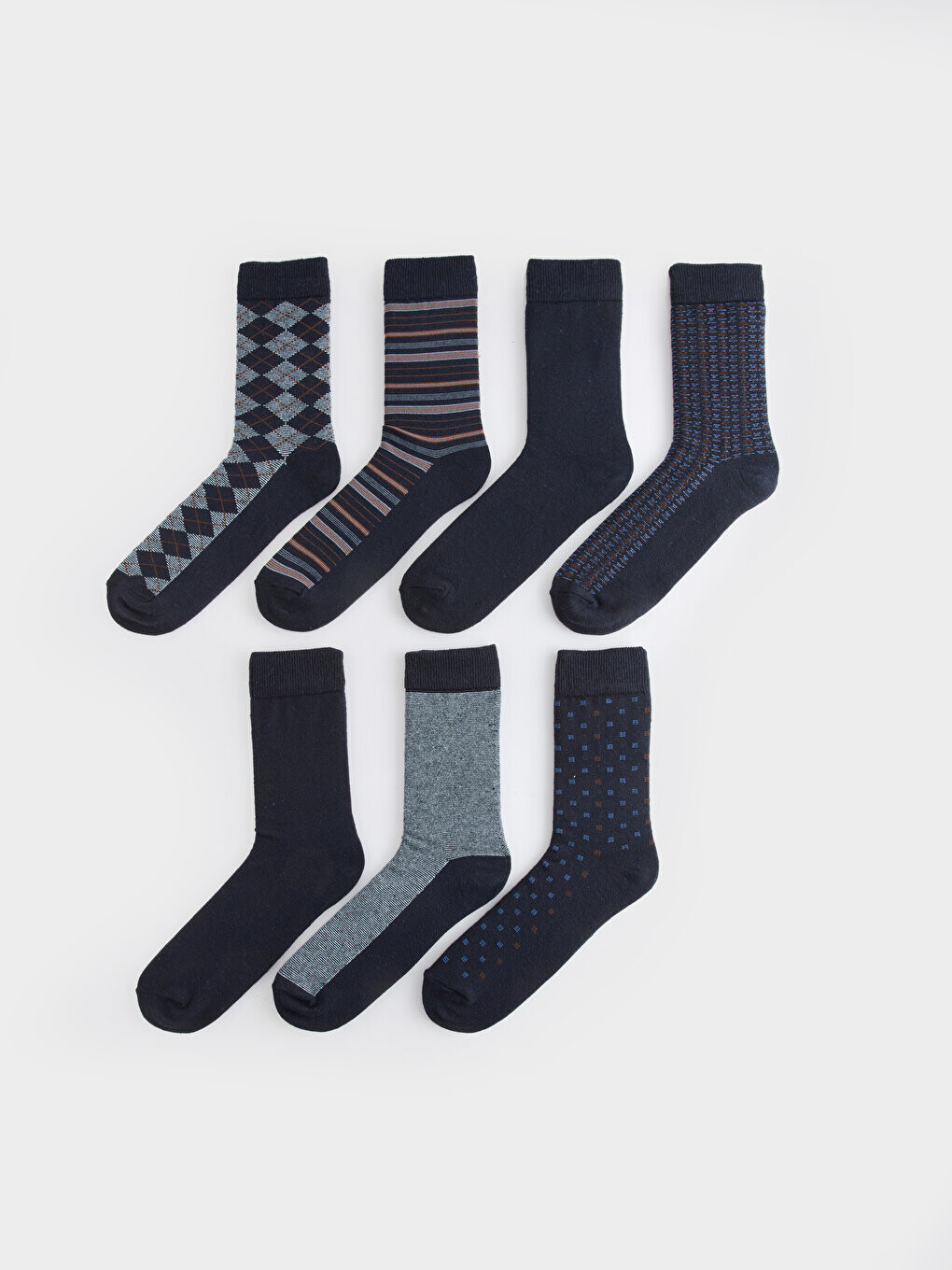 

Мужские носки с рисунком, 7 пар LCW ACCESSORIES, окрашенная пряжа смешанного цвета