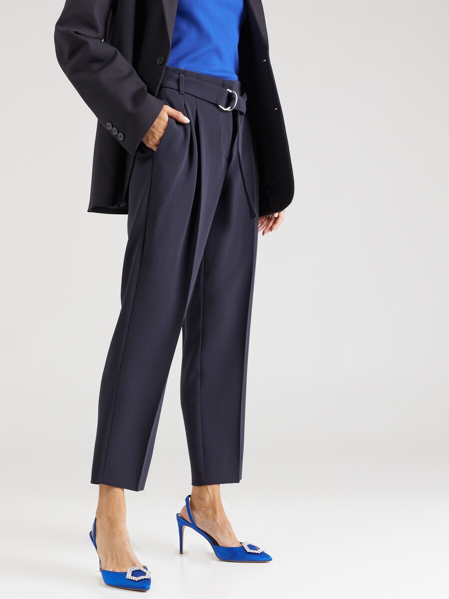 Брюки со складками спереди BOSS Tapered Pleat-Front Pants Tapiah, темно-синий — фото 2