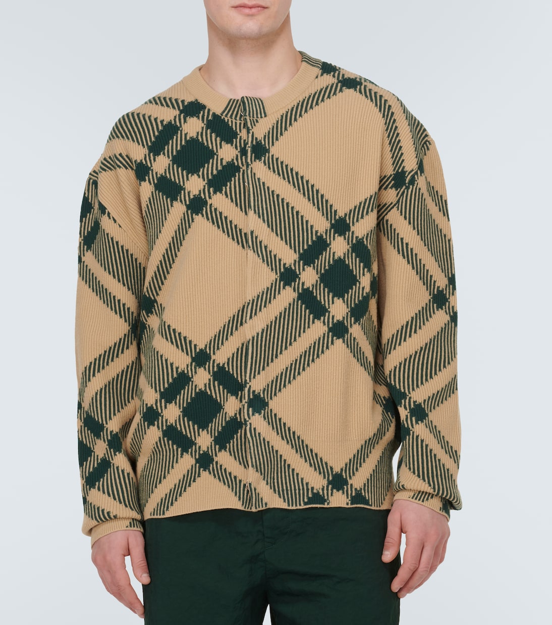 Кардиган Burberry Check из смесовой шерсти, Flax Ip Check — фото 3
