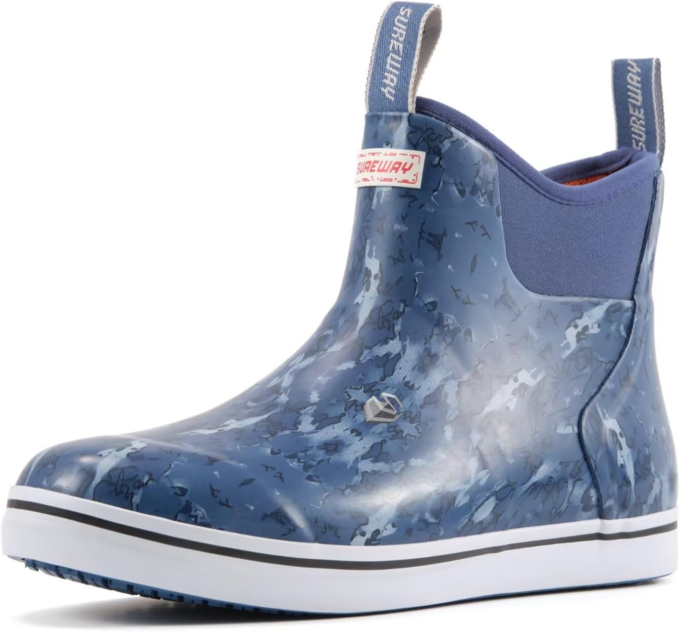 

Мужские ботинки SUREWAY для корабельной палубы, профессиональные противоскользящие рыболовные и ботинки для лодки до щиколотки, водонепроницаемые дождевые ботинки, легкие неопрено-резиновые палубные ботинки, New Set Sail