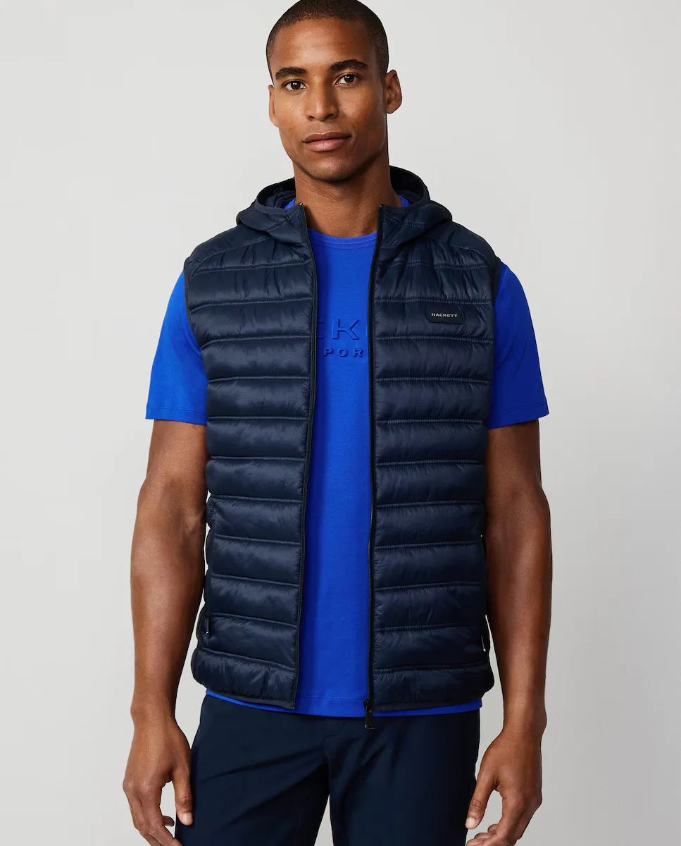

Мужской стеганый жилет с капюшоном Hackett Sport, темно-синий