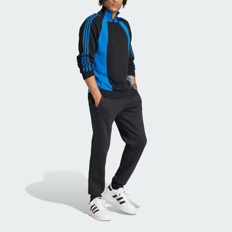 Джемпер Adidas с застежкой-молнией до четверти длины, сине-черный — фото 3