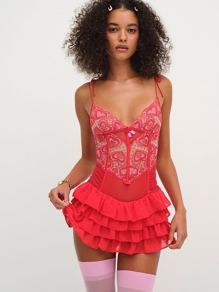 

Платье-Комбинация из кружева Heartbeat For Love & Lemons, красный
