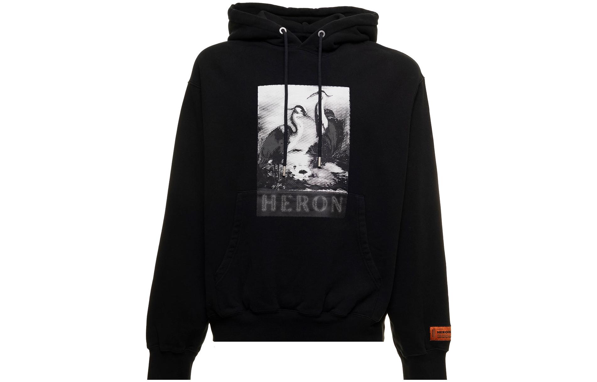 

Графическая худи с принтом и шнурком HERON PRESTON, черный