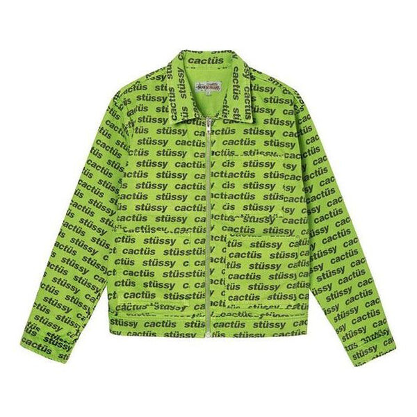 

Куртка Stussy x CPFM Crossover Zip Work Jacket Alphabet Logo Full Print Denim Unisex Green, зеленый