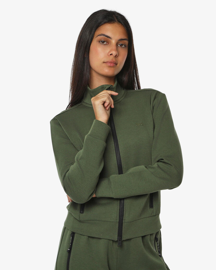 

JAKED Женская толстовка цвета милитари из синтетического материала для фитнеса.