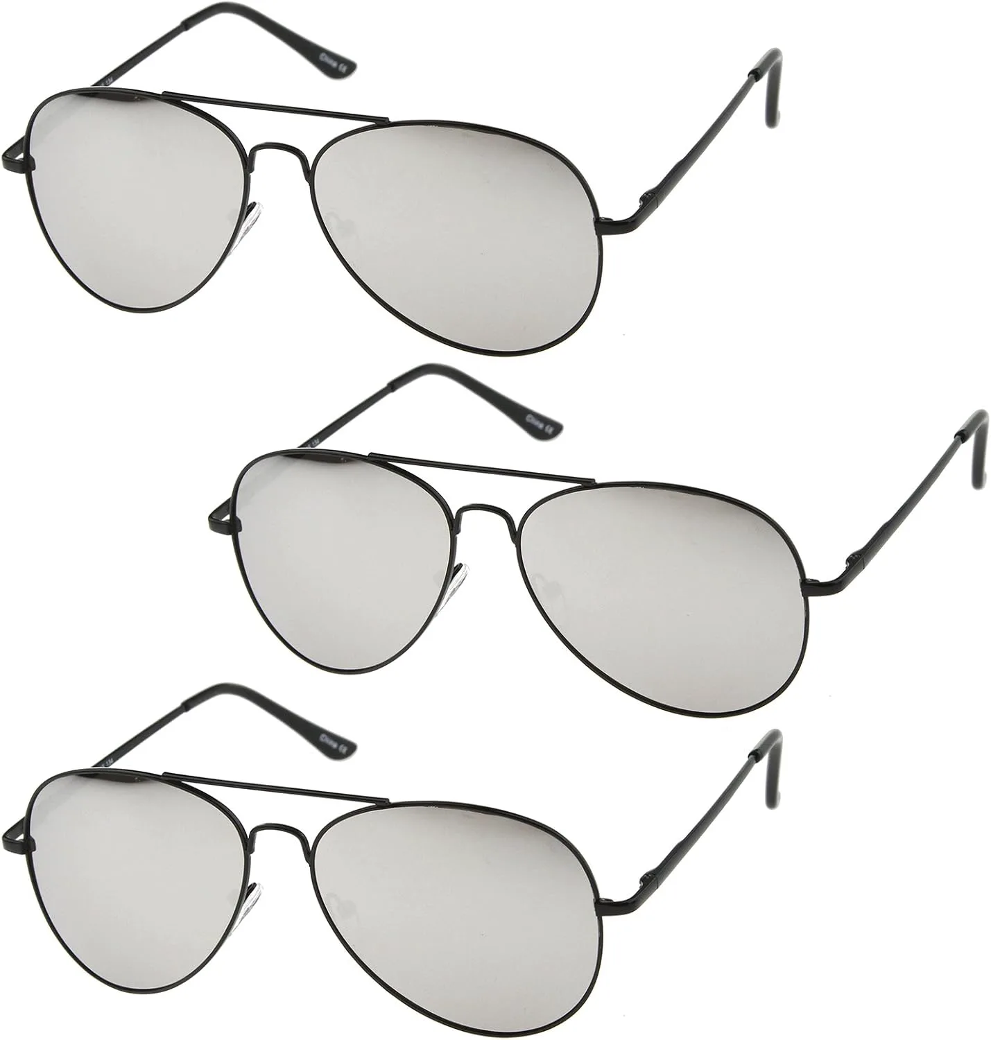 

Солнцезащитные очки-авиаторы zeroUV Classic с металлической оправой, пружинными шарнирами, цветными зеркальными линзами, диаметр линз 56 мм, 3-pack | Black