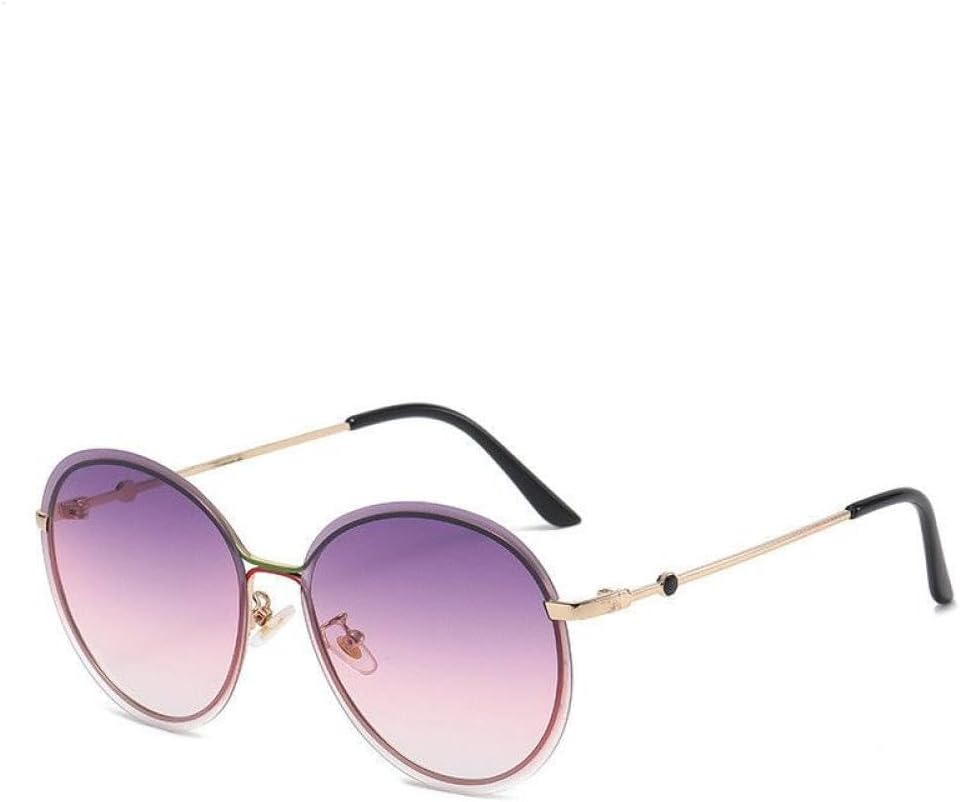 

Солнцезащитные очки 2027 года для женщин, без оправы, винтажные, с градиентным переходом цвета, защита от УФ-излучения UV400, модные круглые очки-маска MTZJH, Purple Pink
