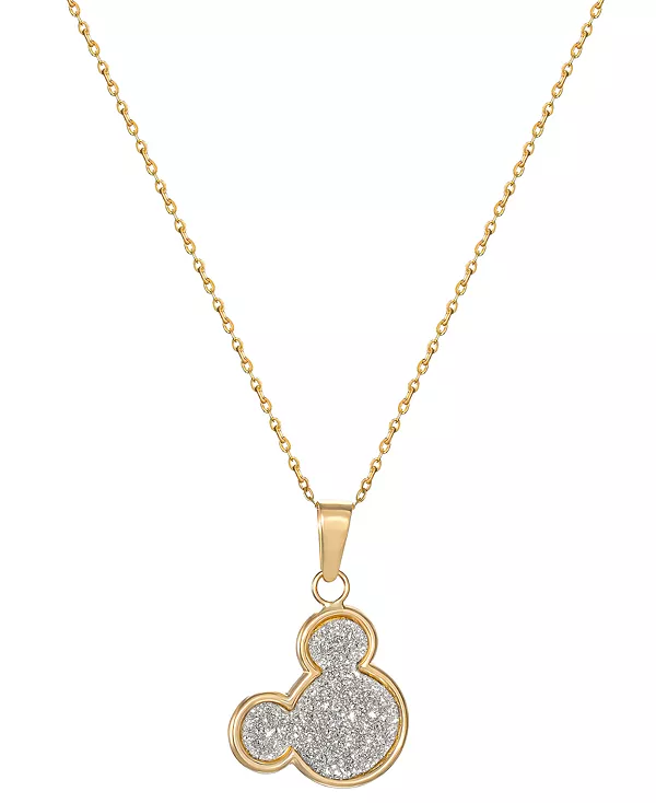 

Ожерелье с блестящим кулоном Микки Мауса длиной 15 дюймов из 10-каратного желтого золота Disney, gold