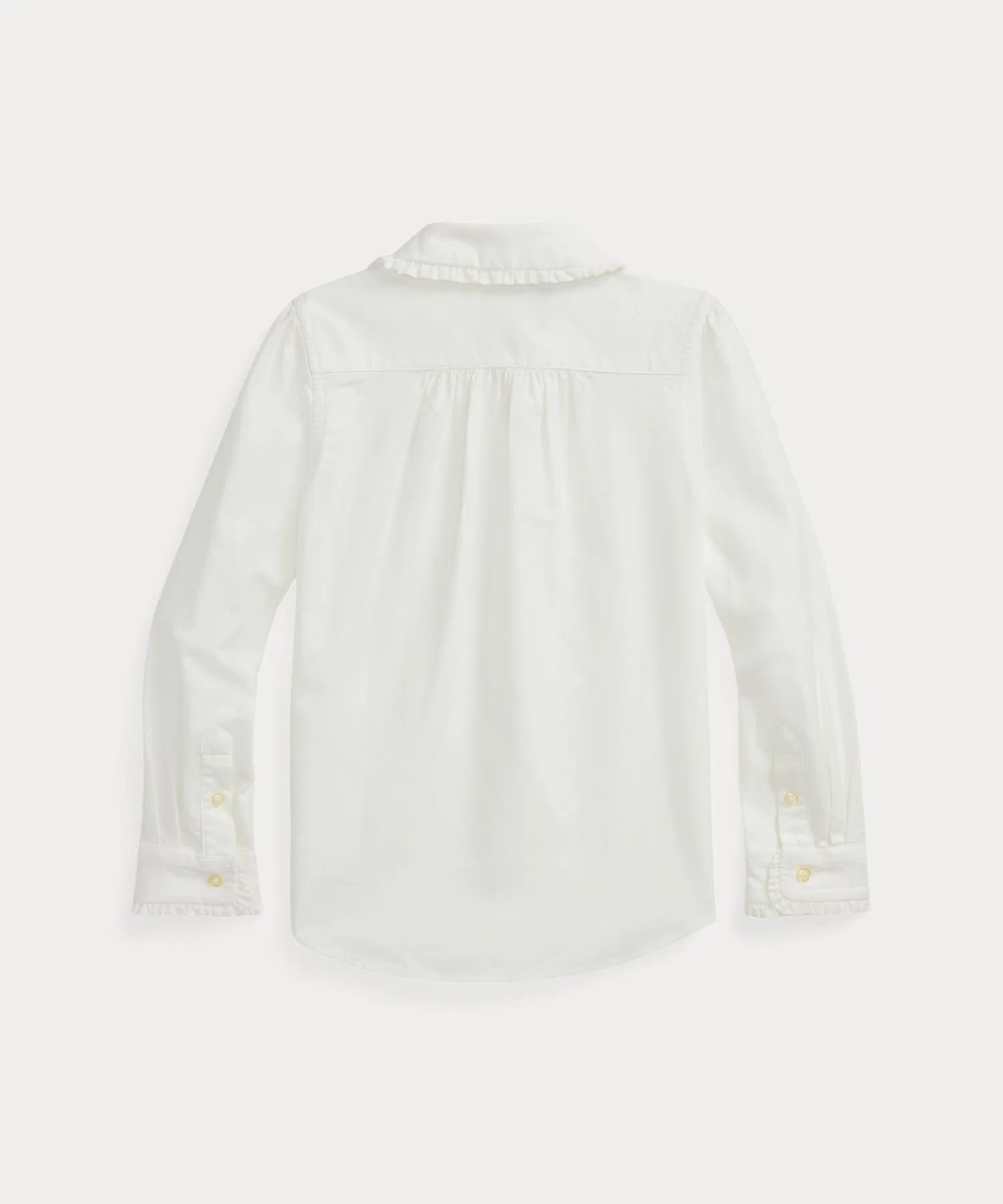 Детская рубашка POLO RALPH LAUREN CHILDRENSWEAR хлопковая с воротником и манжетами с оборками — фото 2