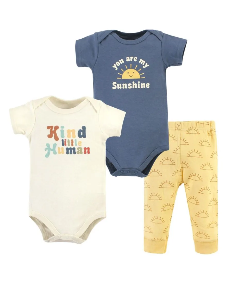 Комплект из двух боди и подходящих по цвету брюк Hudson Baby, Kind Human Short Sleeve