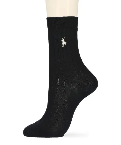 Носки высокие Polo Ralph Lauren с логотипом, хлопковые, черные — фото 4