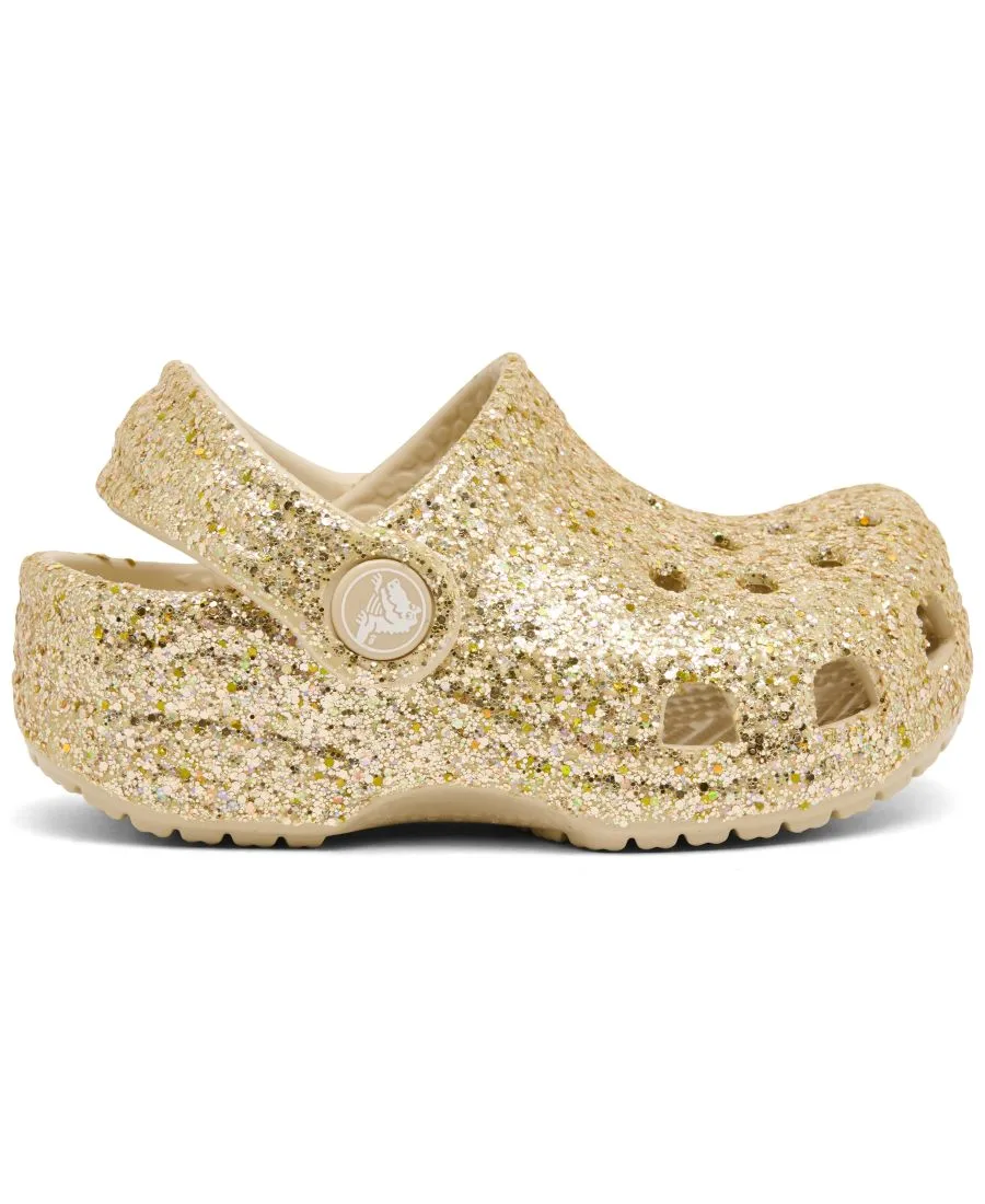 Классические сабо с крупными блестками для девочек от Finish Line Crocs, Sandstone — фото 3
