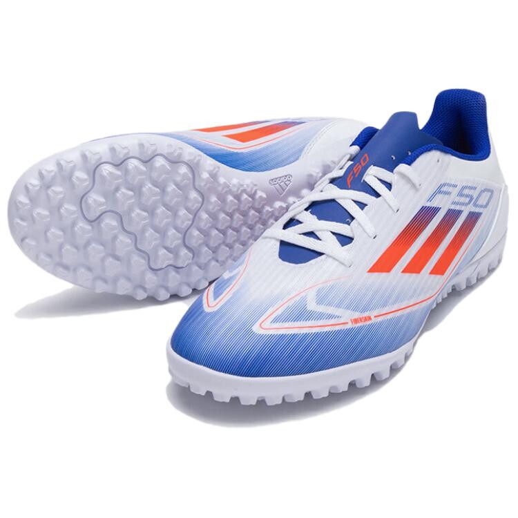 Футбольные бутсы F50 унисекс с низким верхом, синие/белые/оранжевые Adidas — фото 3