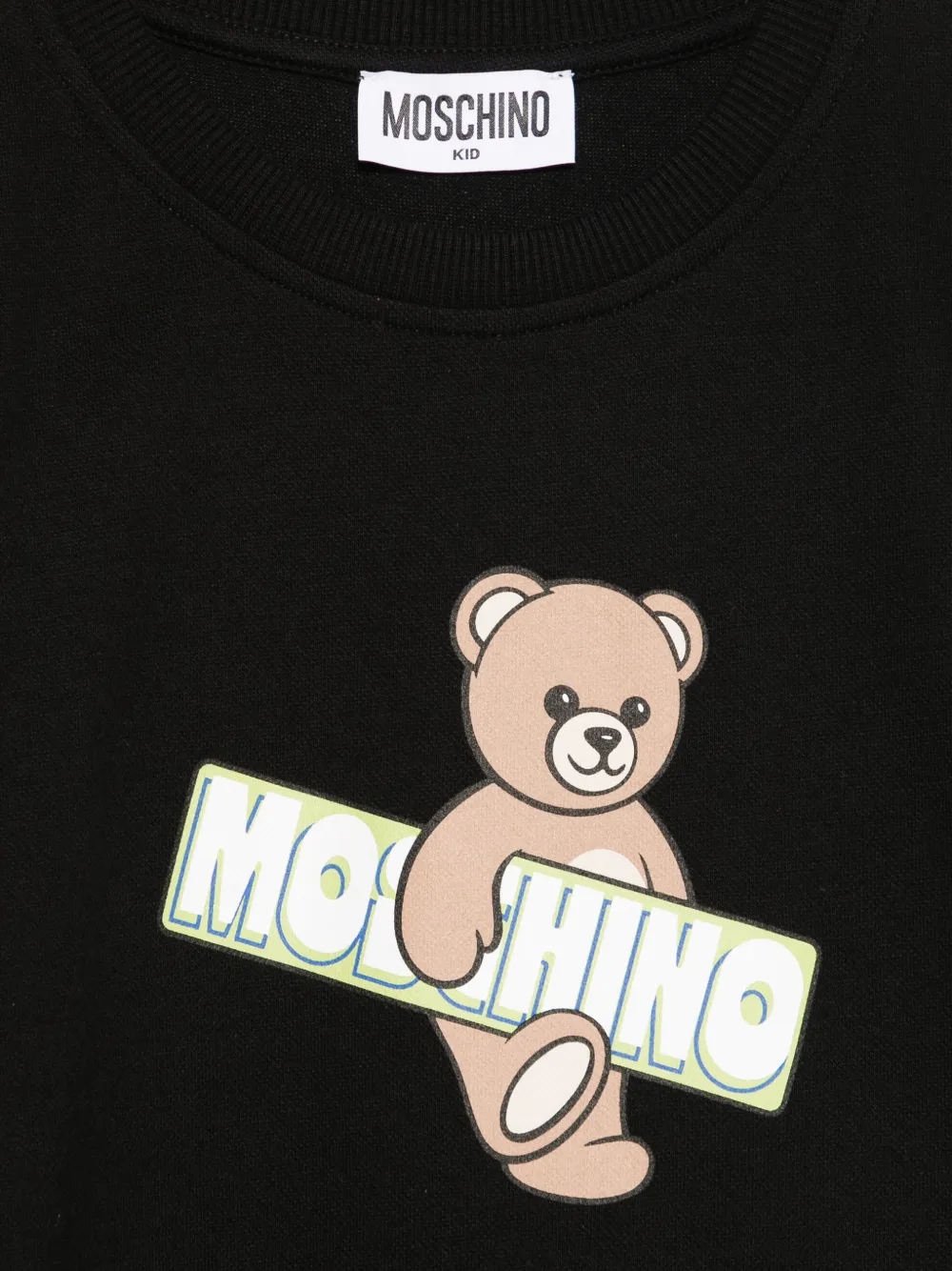 Платье с оборками и принтом медвежат Moschino Kids, черный — фото 3