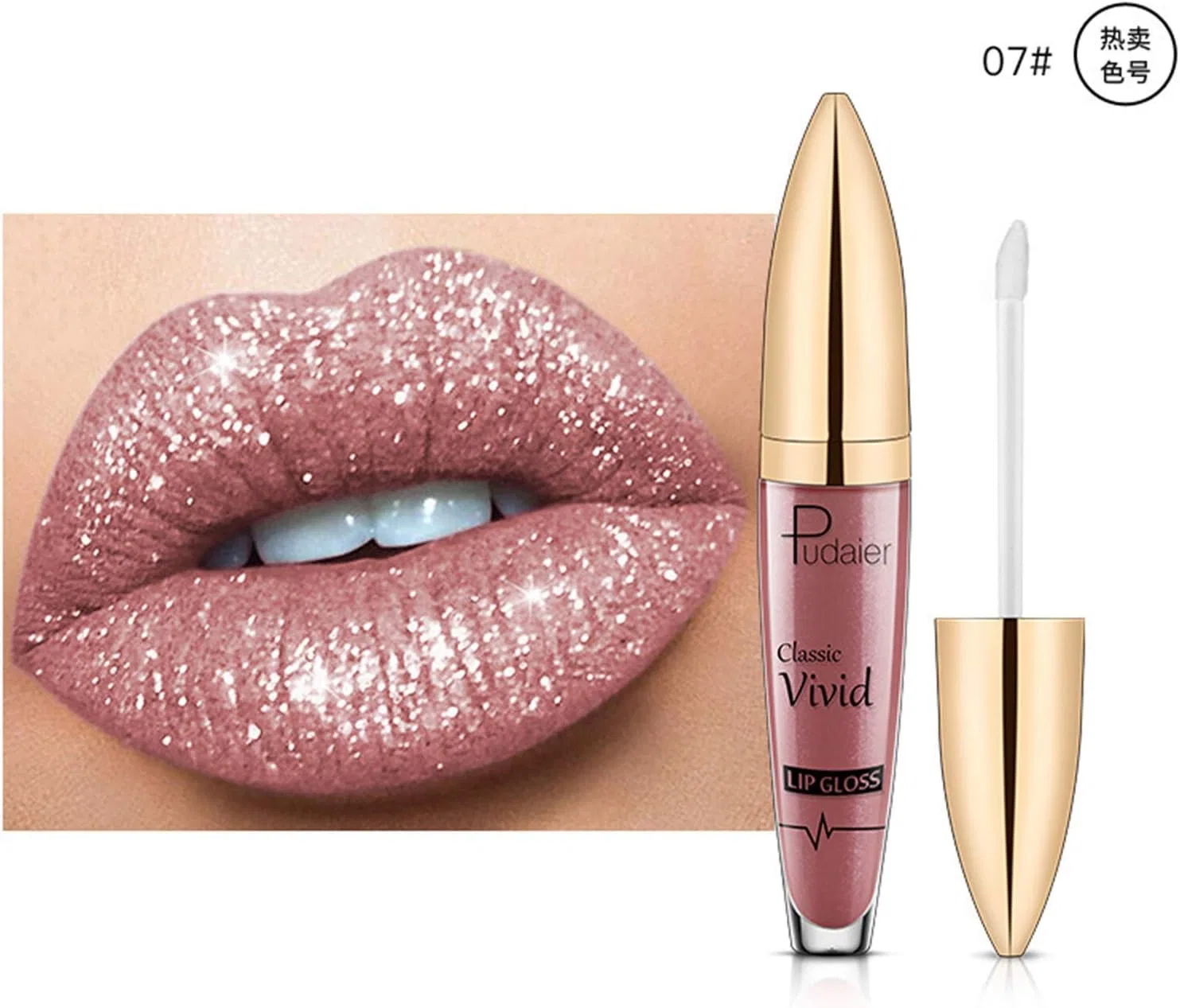 Блеск для губ матовый с блестками Foreted, оттенок #07 Lip Makeup Foreted — фото 2