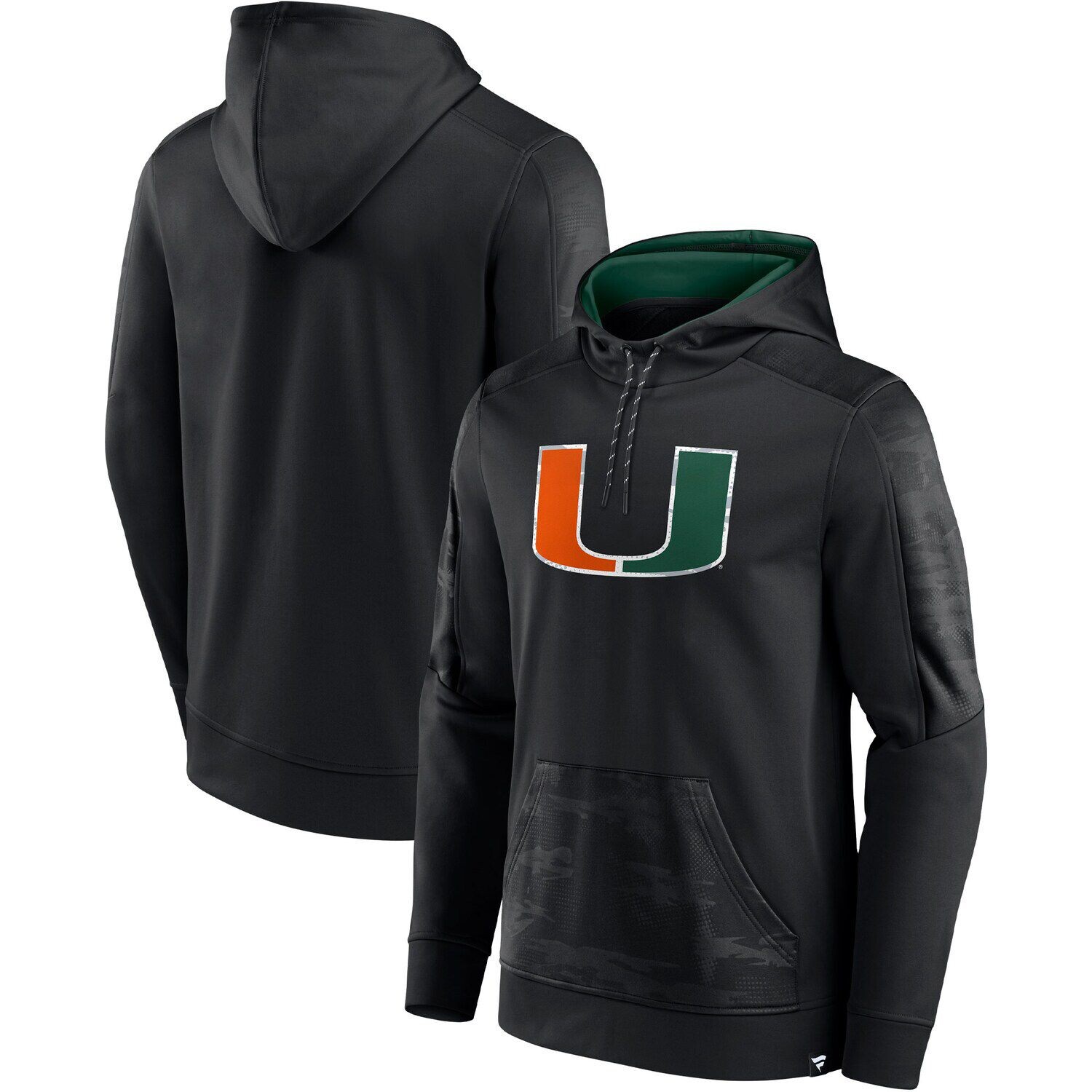 

Мужской черный пуловер с капюшоном Fanatics с логотипом Miami Hurricanes On The Ball