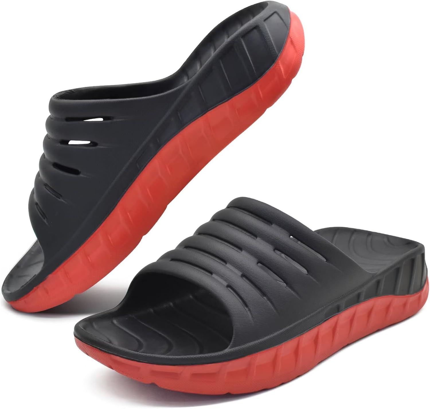 

Мужские спортивные сандалии для восстановления GPOS, с поддержкой при подошвенном фасците, с толстой амортизацией, легкие комфортные ортопедические шлепанцы, черный/красный