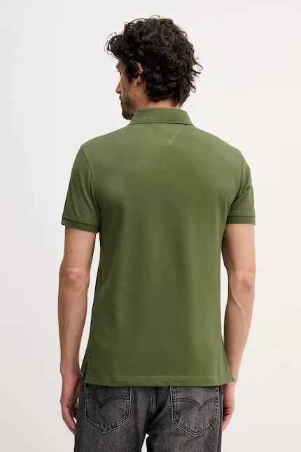 Поло из эластичного хлопка slim fit Tommy Hilfiger, зеленый — фото 3