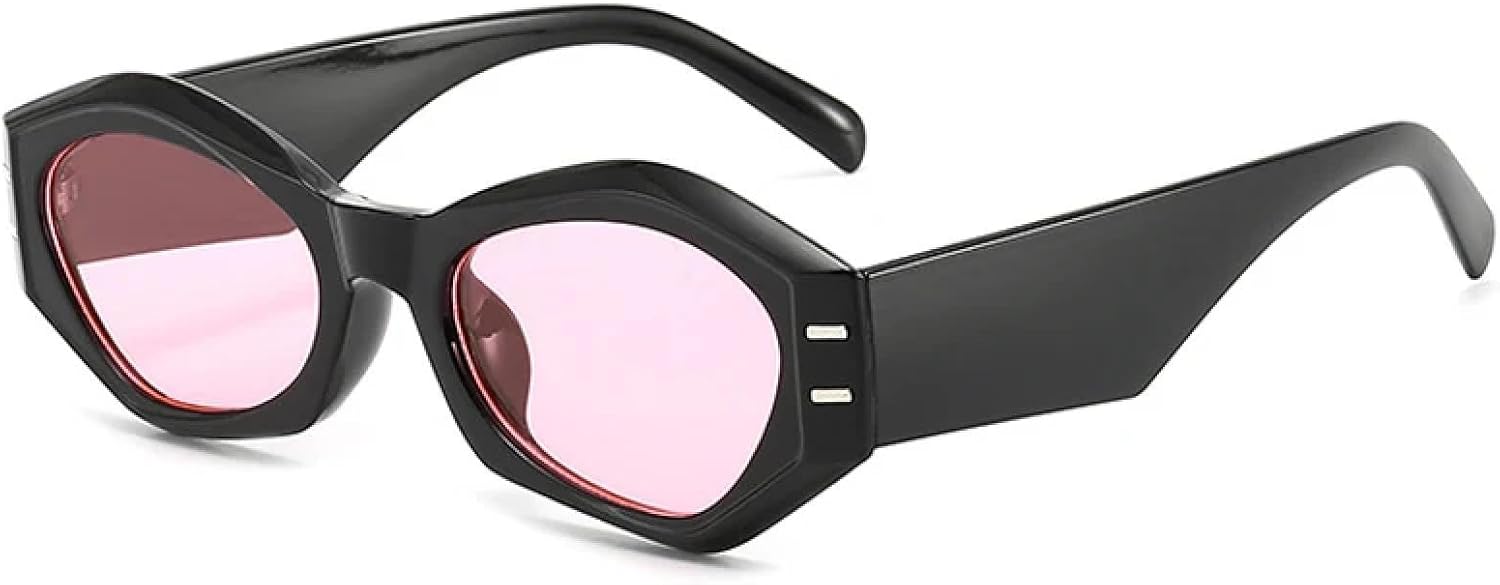 

Модные солнцезащитные очки «кошачий глаз» с неровными заклепками, для женщин и мужчин, классические, роскошные, для путешествий и вождения, с защитой от УФ-излучения UV400 TKKTLLT, Black Pink