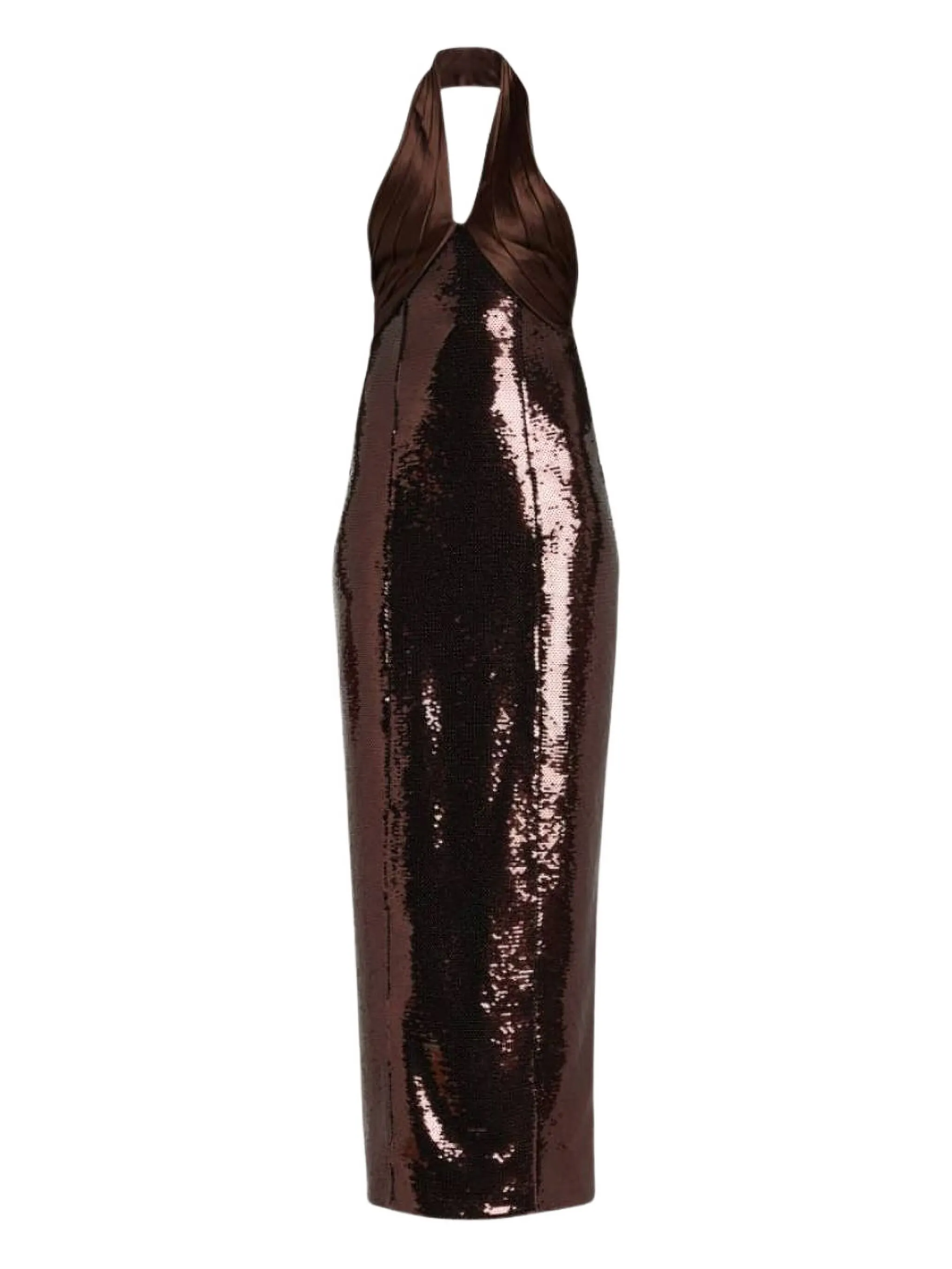 

Платье миди с вырезом халтер и пайетками Retrofete, коричневый