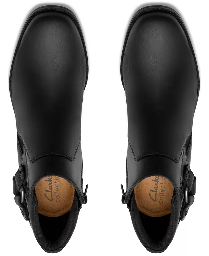 Женские ботинки Clarks Danyelle Gema кожаные на блочном каблуке, черный — фото 4