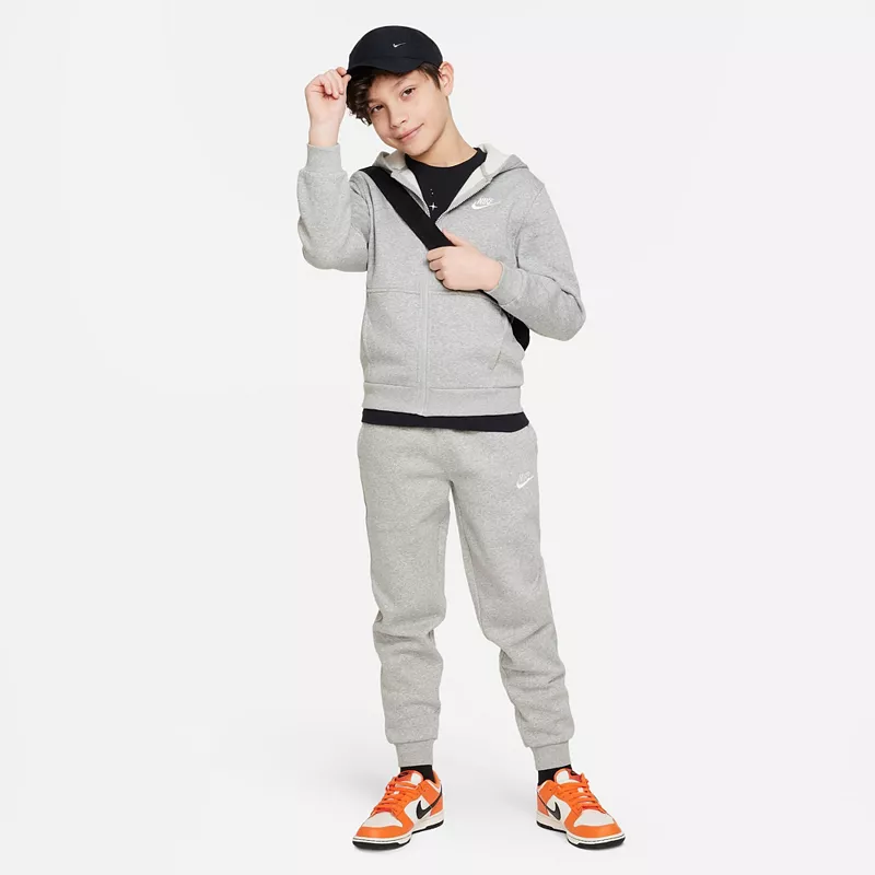 

Флисовая худи с молнией во всю длину Nike All Kids Fit Sportswear Club, цвет Dk Grey Heather/Base Grey