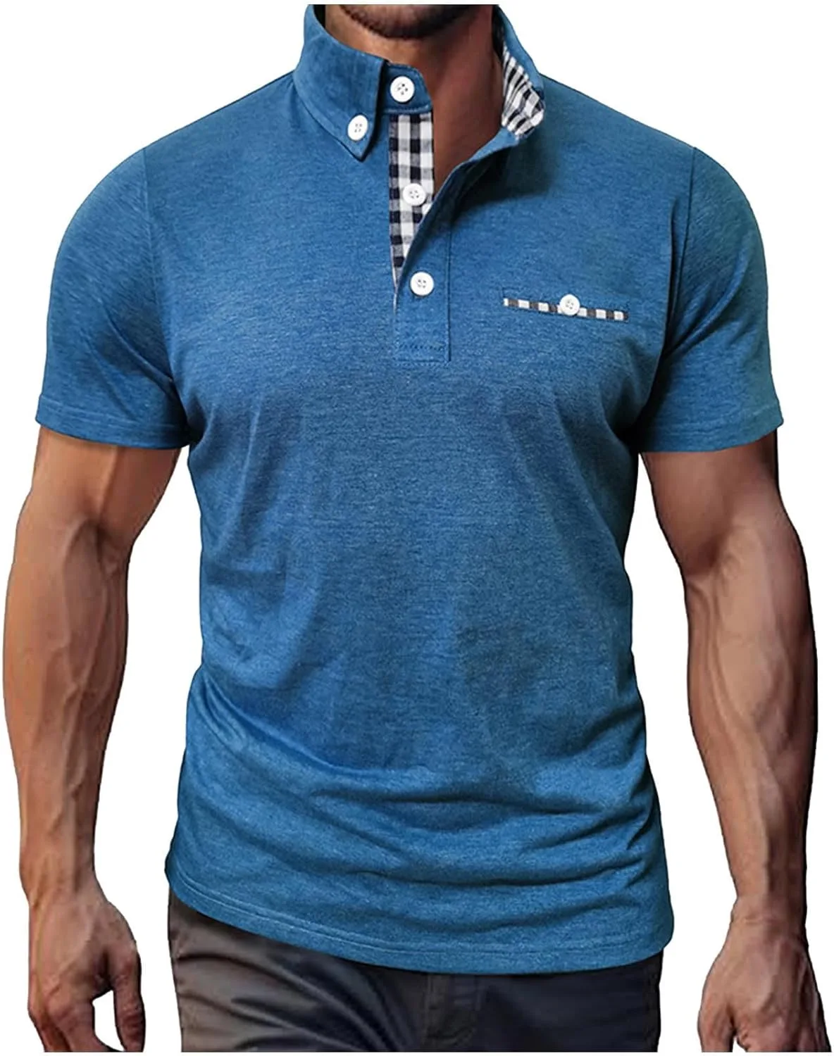 

Мужская рубашка с коротким рукавом и рельефным воротником Casual TXGMNA