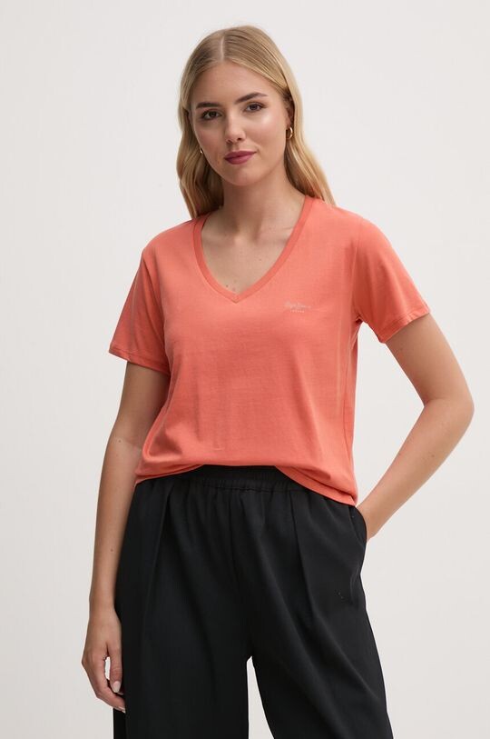 

Хлопковая футболка FIORE V NECK Pepe Jeans, оранжевый