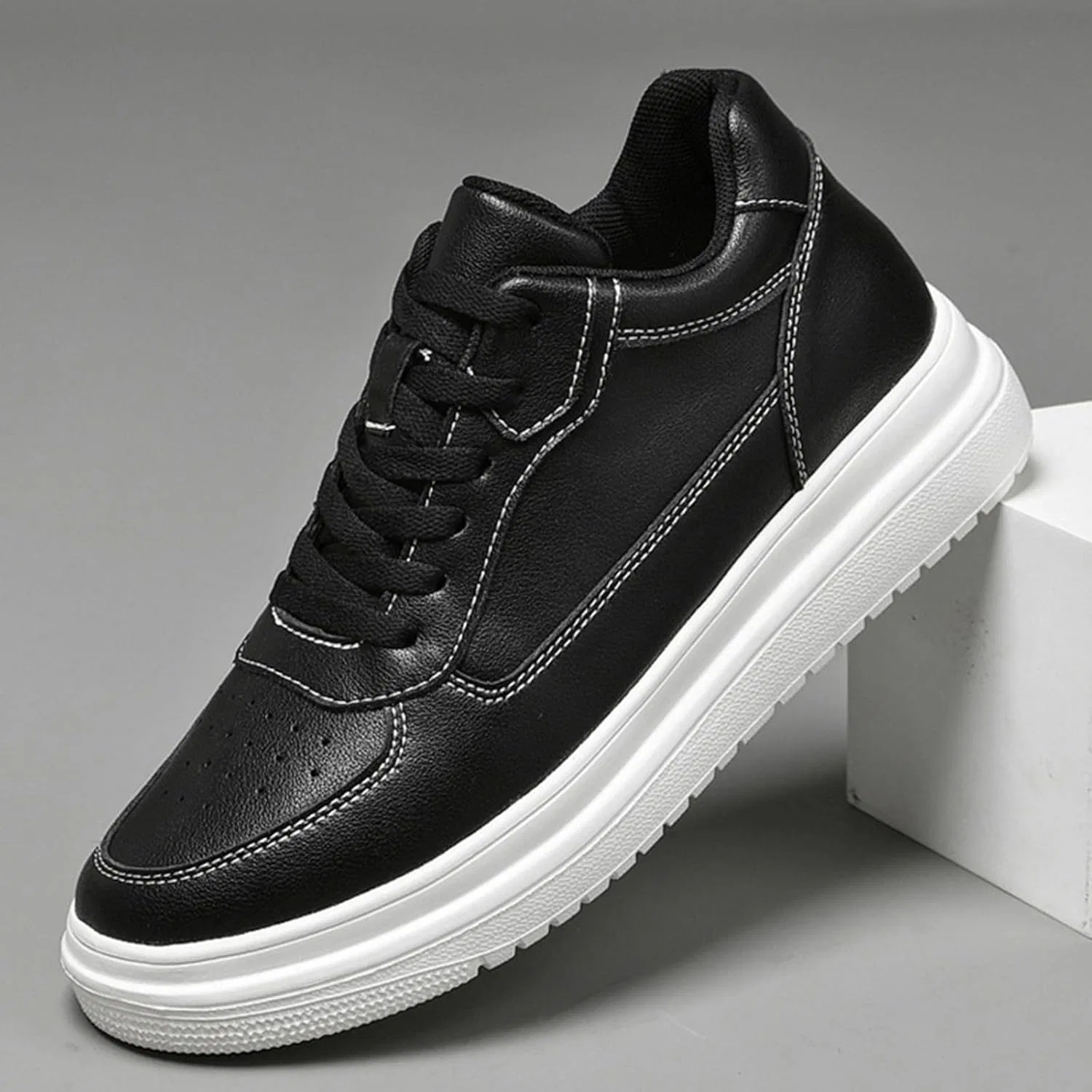 Кроссовки 2026 Schuhe Herren mit Erhöhungen fr Herren, 6/8/10 cm, Unisex, höhenverstellbar, lässige Erhöhungen, rutschfeste, atmungsaktive Turnschuhe Schnrschuhe (2) Generic, Schwarz — фото 3