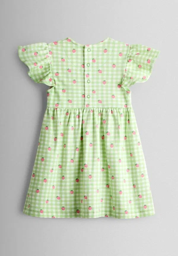 Платье Regular fit, повседневное Jojo Maman Bébé, зеленая клетка с клубникой — фото 2