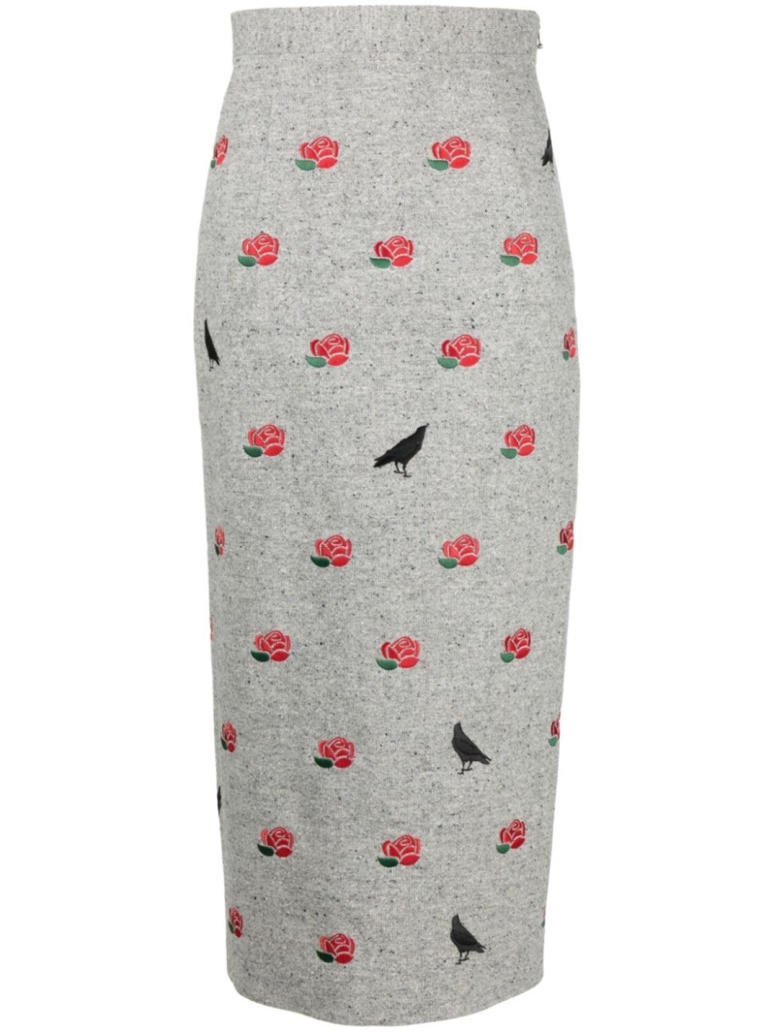 

Thom Browne шерстяная юбка с цветочной вышивкой, серый